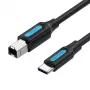 USB 2.0 spausdintuvo kabelis, tipo C kištukas į tipo B kištuką, 1 m