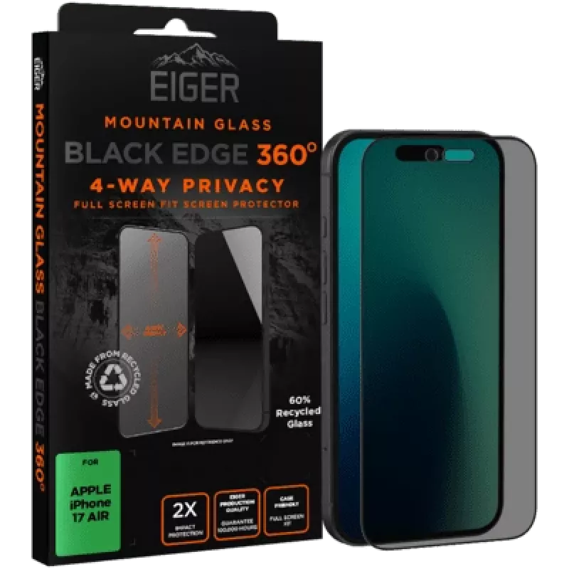 Privatumo ekrano apsauga Eiger SP Juoda EDGE360, skirta iPhone 17 Air EGMSP00335