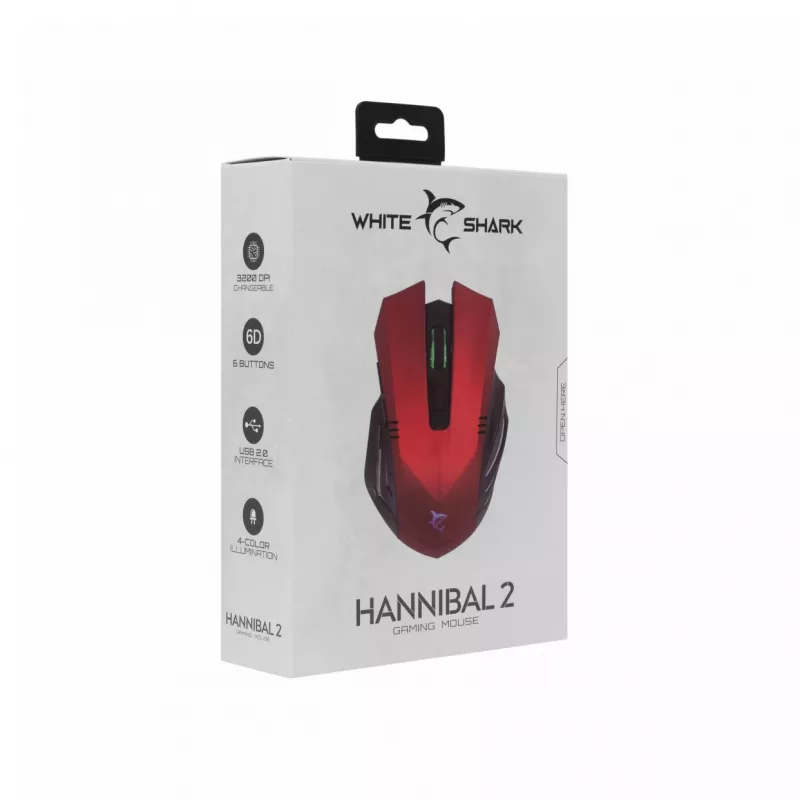 White Shark GM-5006 HANNIBAL-2 Raudona 3200 DPI
