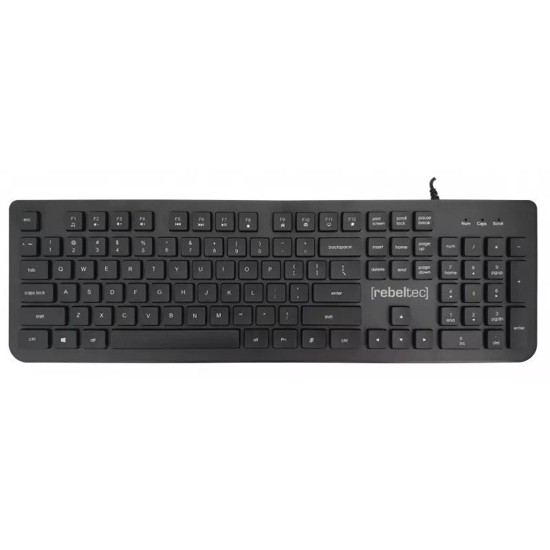 USB multimedijos klaviatūra Rebeltec RBLKLA00042 — pilno dydžio, juoda