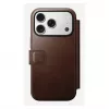 Mobiliojo telefono dėklas Nomad Modern Leather Folio, skirtas iPhone 17 Pro, oda/aliuminis, 16 cm (6,3 colio) rudas, 4 kortelių skyreliai