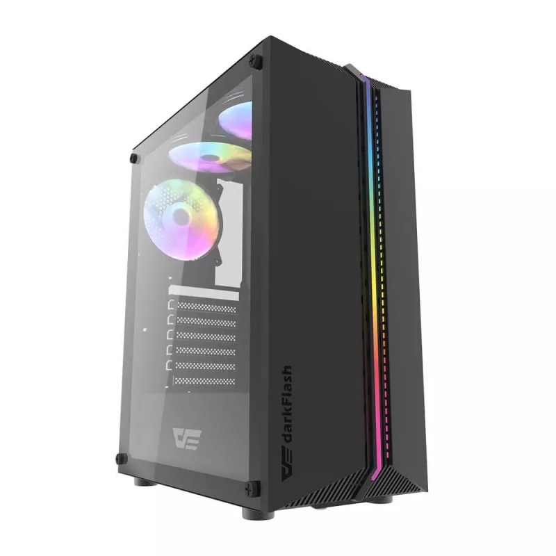 Darkflash DK151 LED kompiuterio korpusas (juodas) + 3 RGB ventiliatoriai