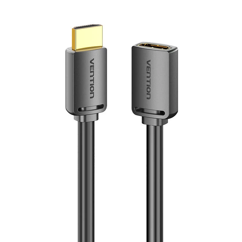 HDMI laidas Vention AHCBD 0,5 m, HDMI A tipo kištukas prie HDMI A tipo lizdo, HDMI 2.0, paauksuoti kontaktai, juodas