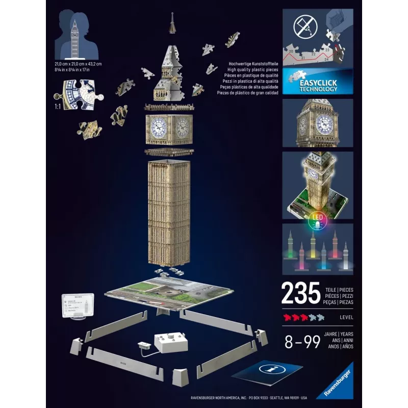 3D dėlionė Big Ben laikrodžio bokštas Londonas