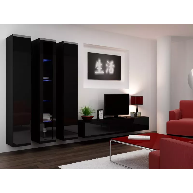 Cama TV stovas VIGO '180' 30/180/40 juodas/juodas blizgus