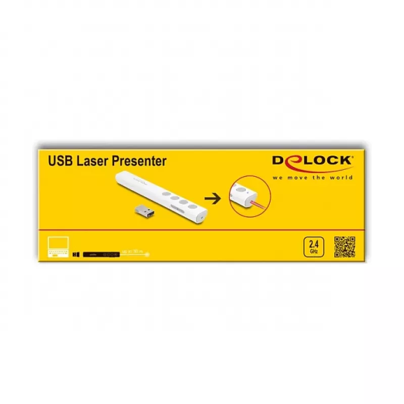 DeLOCK USB lazerinis pranešėjas baltas belaidis USB RF nano imtuvas