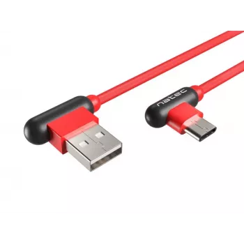 USB laidas NATEC NKA-1201 USB 2.0 1m USB A USB C Juoda Raudona