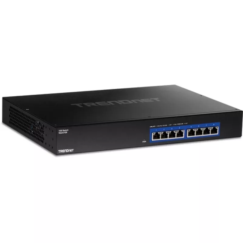 TRENDnet TEG S708 - komutatorius - 8 x 100/1000/2.5G/5G/10GBase-T - Stalinis, montuojamas stelaže
