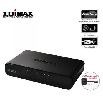 Edimax ES-5800G V3 tinklo komutatorius Nevaldomas Gigabit Ethernet (10/100/1000) Juodas