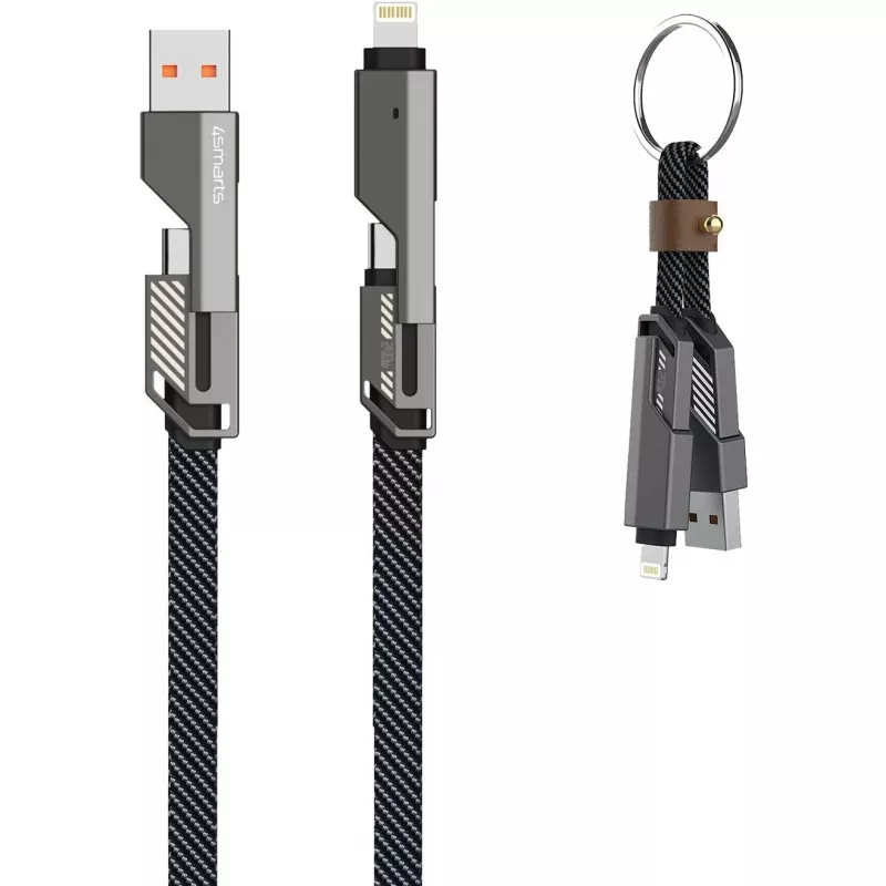 4smarts USB-C laidas ComboCord Flat 240W+ su raktų pakabuku - Laidas - Skaitmeninis/Duomenų