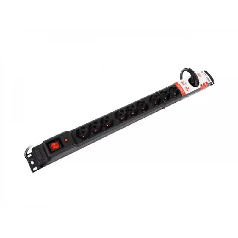 Armac M12 19 colių stovo maitinimo juosta, 12x 230V, vertikali, 1,5 m, juoda (M12/15/CZ)