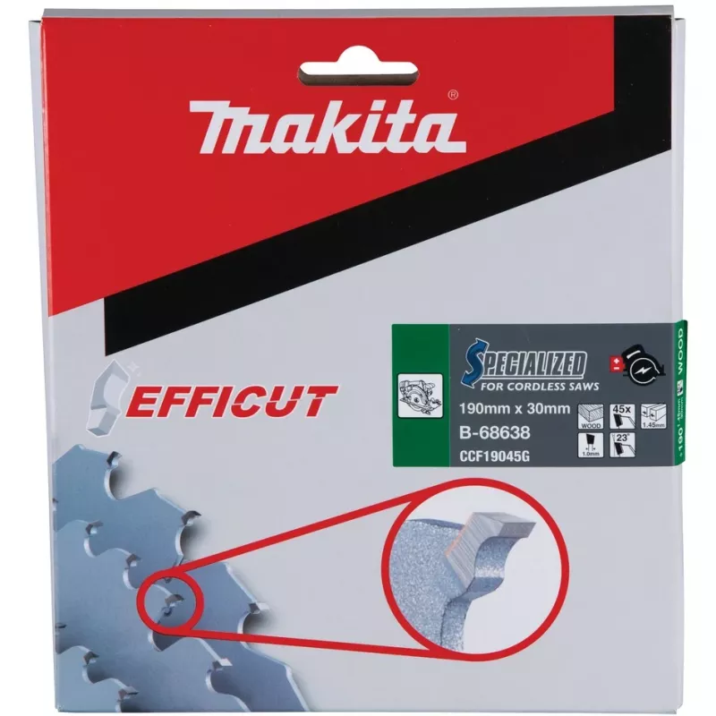 Makita Efficut - diskinis pjūklo diskas - medžiui, metalui - 190 mm - 45 dantys (B-68638)