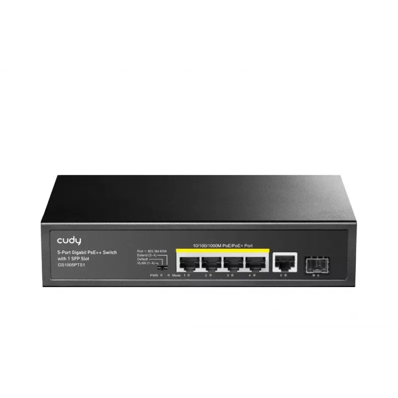 Cudy GS1005PTS1 tinklo jungiklis Gigabit Ethernet (10/100/1000) Power over Ethernet (PoE) Juoda