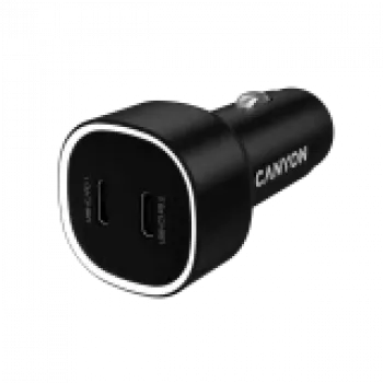 Automobilinis įkroviklis CANYON OnDrive 60 PD 60W 2xUSB-C — 60 W galia, 2 USB-C prievadai, juodas