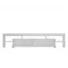 TV staliukas Cama Meble TORO 200 — 2000×350×410 mm, pilka viršutinė plokštė iš medžio drožlių plokštės, pilkas/baltas blizgesys