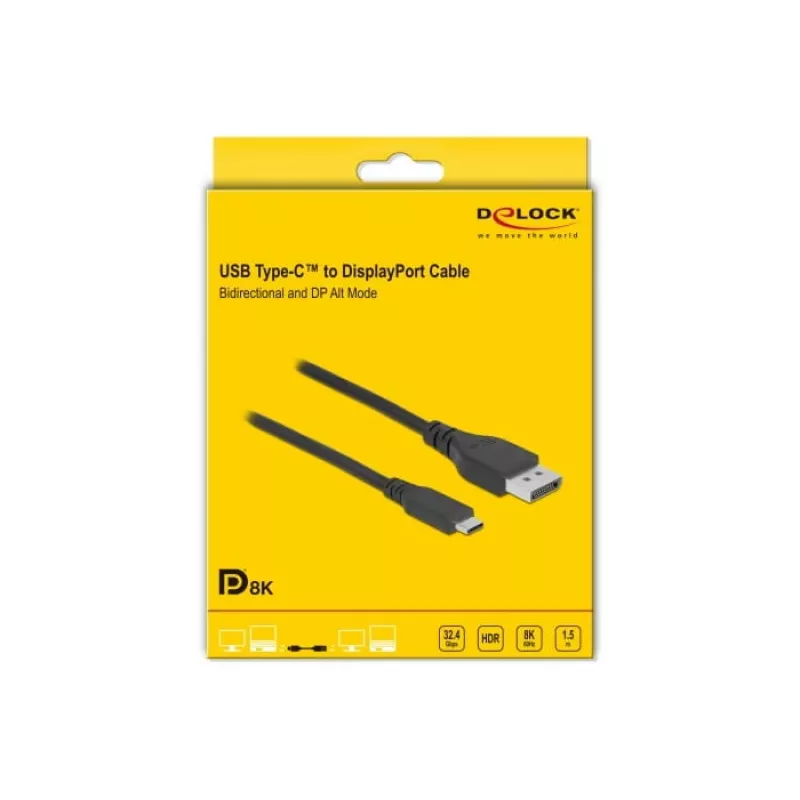 USB Type-C į DisplayPort kabelis DeLOCK 86040 8K 60 Hz 1,5 m