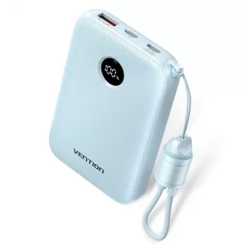 Išorinė baterija Vention 10000mAh 22.5W — 2× USB‑C, 1× USB‑A, mėlyna