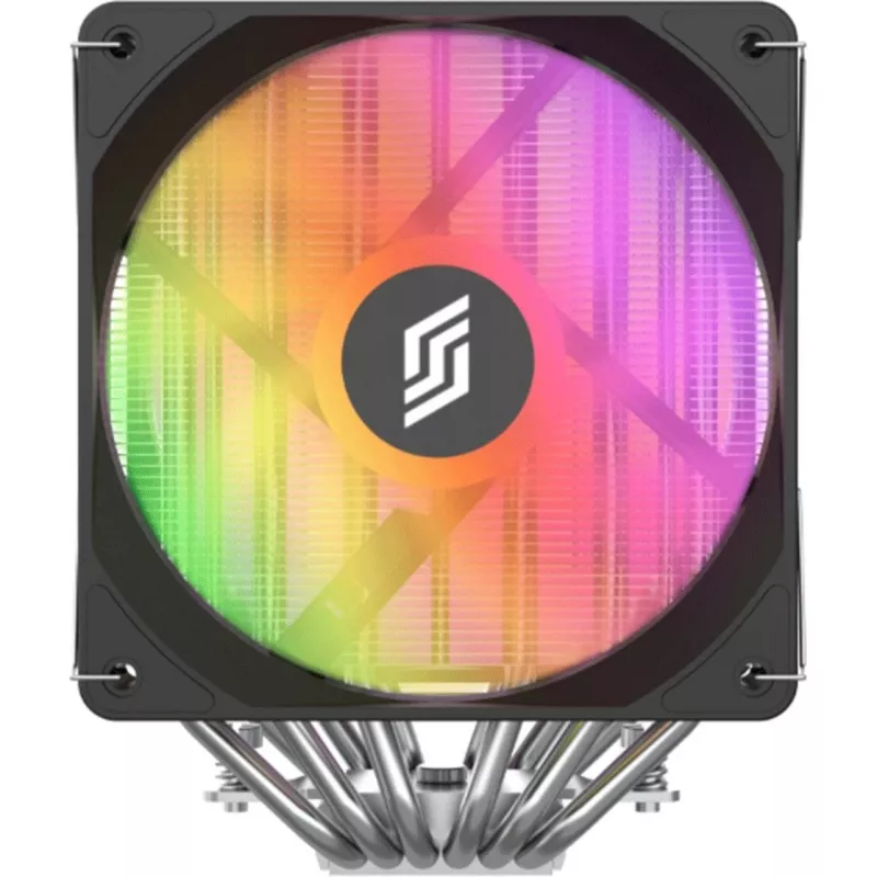 CPU aušintuvas Silentware Titan RGB dvigubo bokšto su 6 šilumos vamzdeliais ir 2×120 mm PWM A-RGB ventiliatoriais