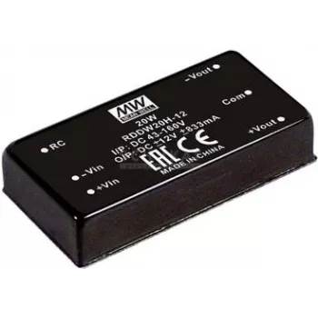 maitinimo adapteris Mean Well RDDW20G-15 — 20 W, 15 V išėjimas, įėjimas 18–75 V, RoHS, 35 g