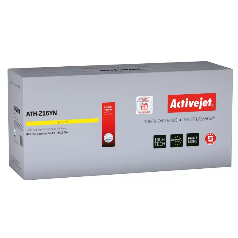 Tonerio kasetė ActiveJet ATH-216YN geltona, suderinama su HP 216A (W2412A), 850 puslapių, vienoje pakuotėje