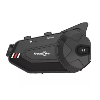 Ausinės FreedConn R1 PLUS E motociklininkų Bluetooth domofonas, Bluetooth 5.0+EDR, veikimo nuotolis 1000 m, IP65, FM, 1080p vaizdo įrašas, 30 h pokalbių laikas