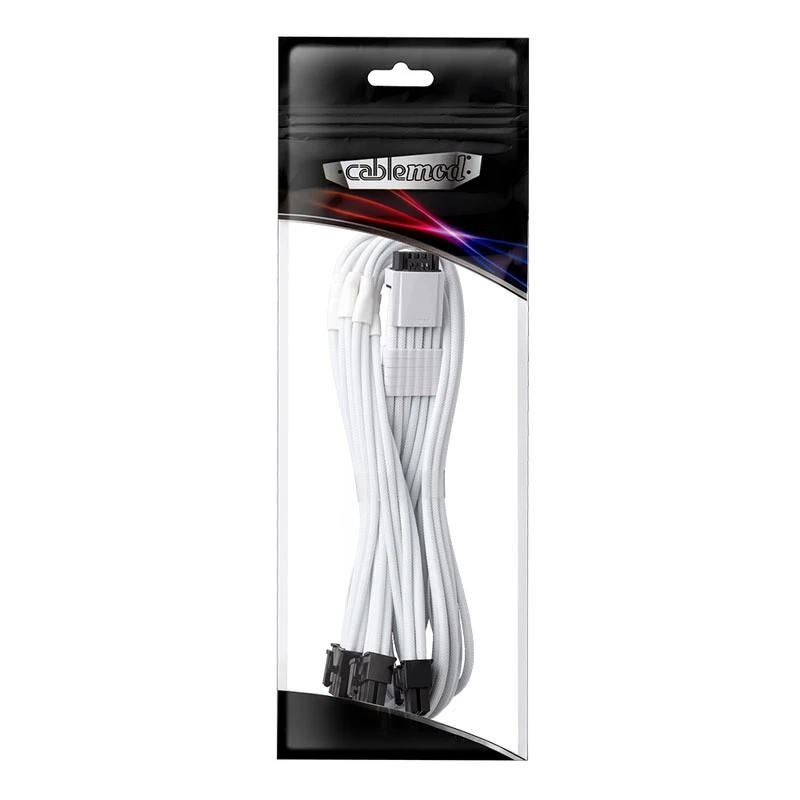 Maitinimo laidas CableMod RT-Series Pro ModMesh 12VHPWR į 3× PCIe CM-PRTS-16P3-N60KW 60 cm Baltas