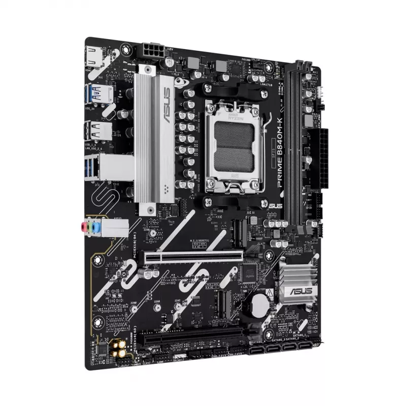 Motininė plokštė ASUS PRIME B840M-K — AMD B840, Socket AM5, micro ATX, DDR5, 2 DIMM, 128 GB, 2.5 GbE, M.2, SATA III