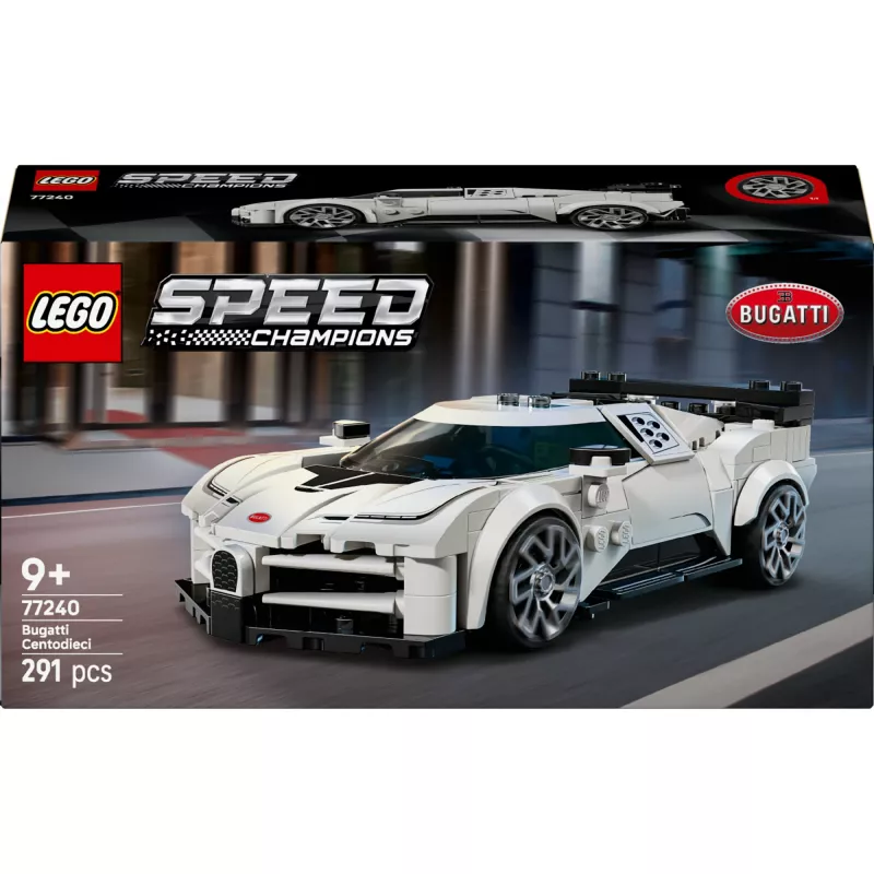 LEGO konstruktorius Bugatti Centodieci Speed Champions 77240 — 291 detalė, 1 minifigūrėlė, amžius 9+
