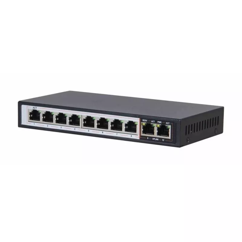 Extralink PoE jungiklis CERES 8x 100Mb/s PoE/PoE+, 2x RJ45 Uplink 100Mb/s, 96W
