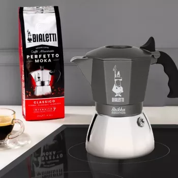 Kavos virimo aparatas BIALETTI BRIKKA INDUCTION 4TZ 180 ml antracito, sidabrinis