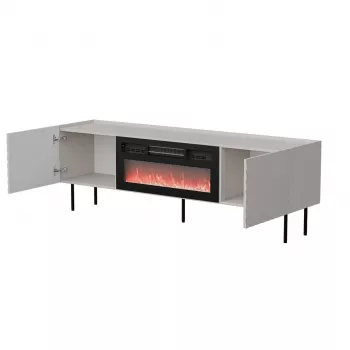 TV spintelė cama meble LUCCA 180x40x59 cm, viršus kašmyro spalvos, juodas židinys
