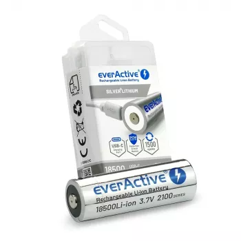 Baterijos elementas 18500 3,7V Li-ion 2100mAh su USB-C