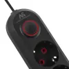 Maitinimo lizdas MACLEAN MCE395 B — 5 lizdai, 3×USB, 110–240V AC, 2,1A USB, 2500W, 1,5 m kabelis, juodas