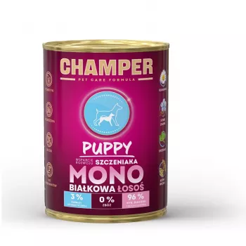 CHAMPER Puppy Monoprotein Salmon - šlapias šunų maistas - 400g