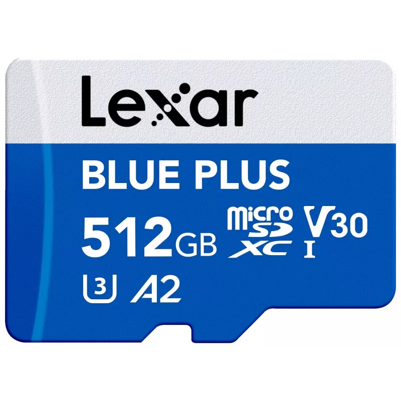 „Lexar BLUE PLUS“ 512 GB „MicroSDXC“ atminties kortelė, UHS‑I, skaitymo greitis 170 MB/s, U3/V30