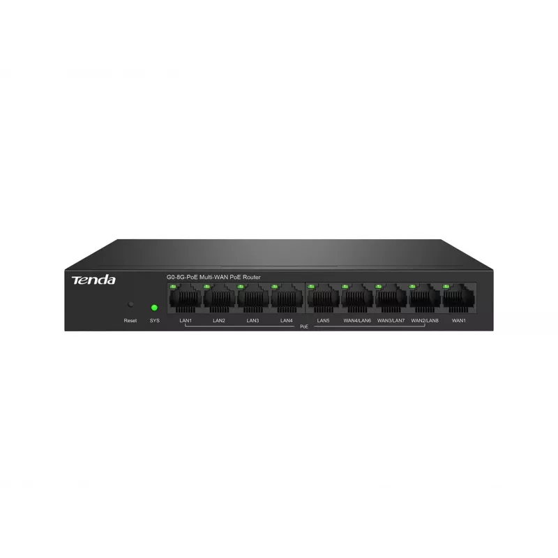 Laidinis maršrutizatorius Tenda G0-8G-PoE Gigabit Ethernet juodas
