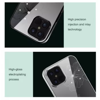Apsauginis telefono dėklas Devia Crystal Flora, skirtas iPhone 12 Pro Max – permatomas mėlynas, plonas
