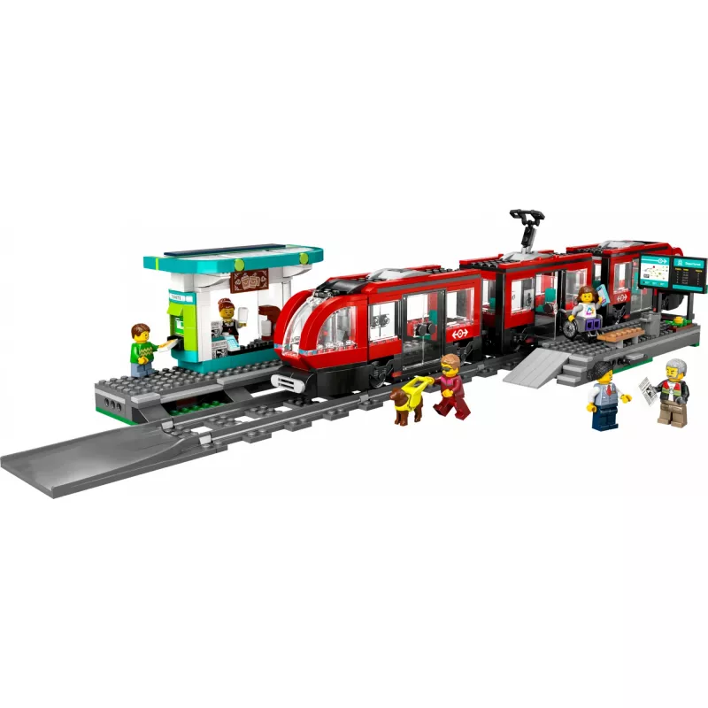 LEGO City miesto tramvajaus ir stoties vaidmenų žaidimo statybų rinkinys vaikams su žaisliniu tramvajumi, dovana berniukams ir mergaitėms nuo 7 metų, kurie mėgsta transporto priemones