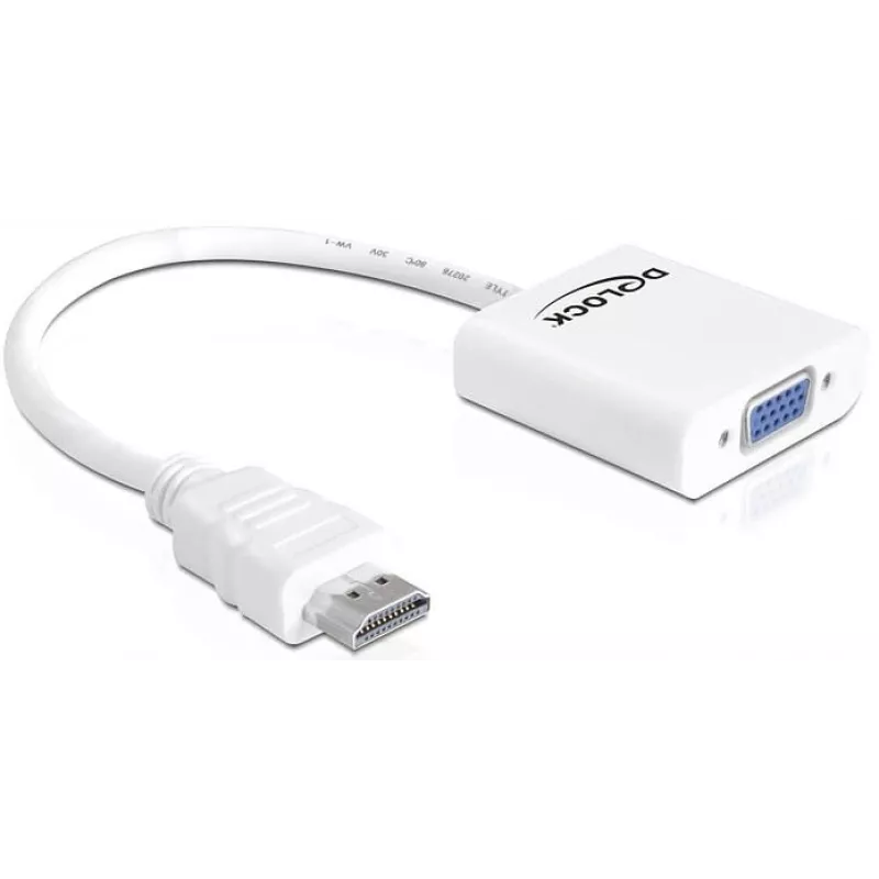 Delock Adapter HDMI-A Stecker > VGA Buchse - Videoadapter - HDMI männlich zu HD-15 (VGA) weiblich - weiß (65346)