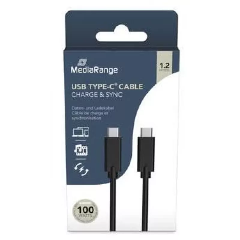 MediaRange TYPE-C kabelis 2m MRCS214 juodas USB kabelis