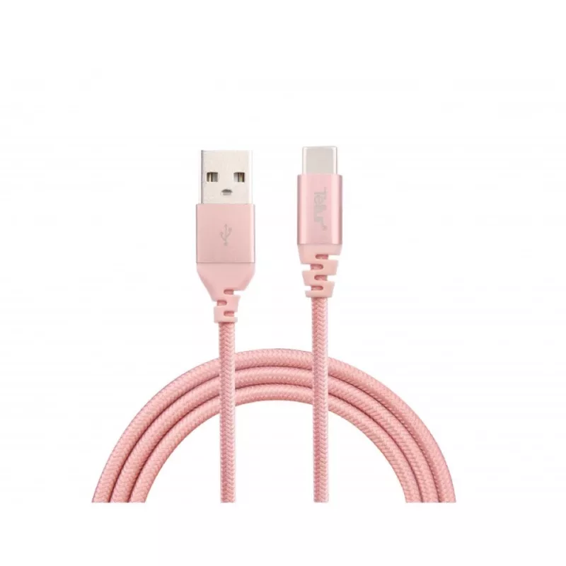 USB laidas Tellur TLL155281 USB 2.0 1 m USB A USB C rožinis auksas
