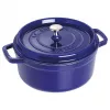 Staub 24 cm apvali ketaus kokotė tamsiai mėlyna