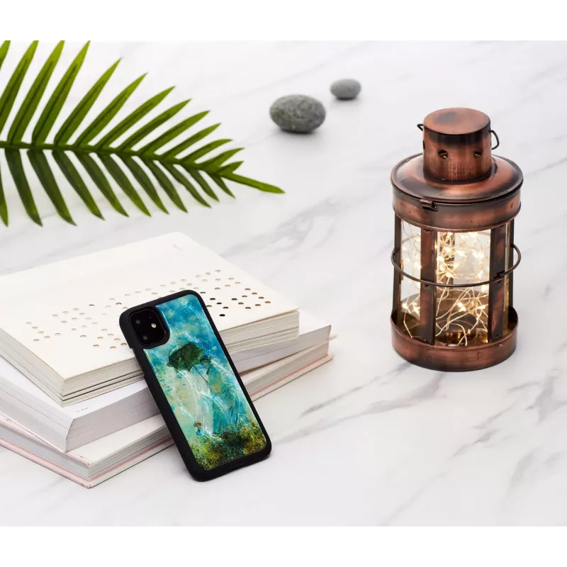 Išmaniojo telefono dėklas iKins, skirtas iPhone 11 — Juoda Camille dizainas, apsauginis dangtelis