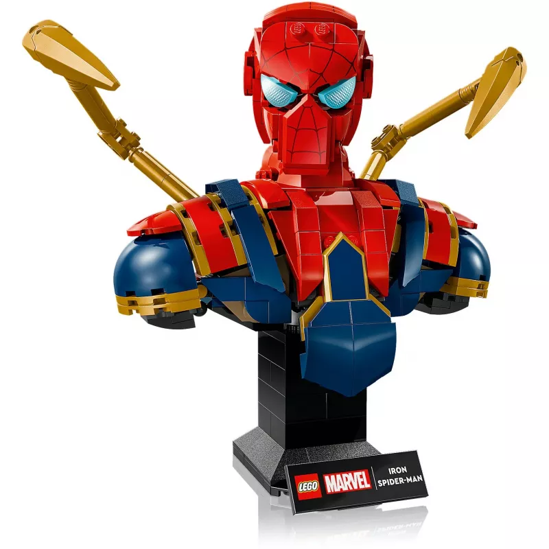 LEGO Marvel kolekcinis biustas Iron Spider-Man 76326, 379 detalės, 18+ demonstracinis modelis, 170×200×110 mm