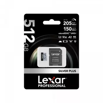 Flash atmintinė Lexar 512 GB UHS-I microSDXC Sidabrinė PLUS