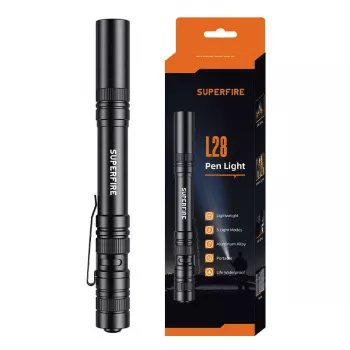 Žibintuvėlis Superfire L28 — rankinis LED žibintuvėlis, 121 lm, 5 W