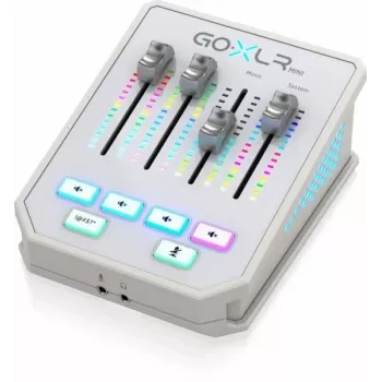 Garso maišytuvas TC-Helicon GO XLR Mini-WH baltas — kompaktiškas USB vokalo / sąsajos maišytuvas transliacijoms