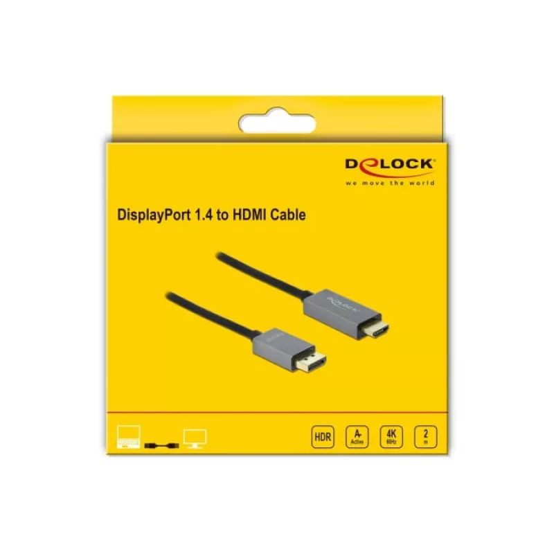 DisplayPort į HDMI kabelis DeLOCK Active 1.4 4K 60Hz 2m