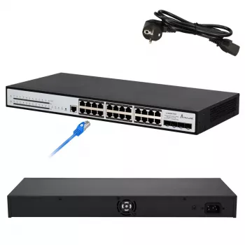 Valdomas komutatorius Extralink Chiron Pro 24x RJ45 1000Mb/s PoE 4x SFP+ L3 370W