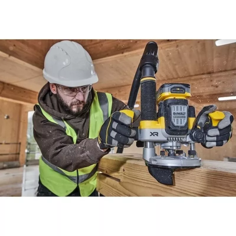 Plunge Router DeWalt DCW620NT-XJ, akumuliatorinis bešepetėlis, 18V, 1600W galia, 11–23k RPM, 12,7 mm įvorė, dulkių ištraukimo anga, LED, 3,6 kg, dėklas